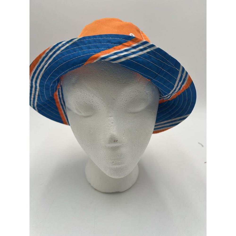 UV Skinz Reversible Bucket Hat Orange Blue Striped Youth Size 8 Sun Hat